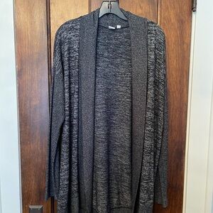 Gap Softspun Open-Front Shawl Collar cardigan marled black size L